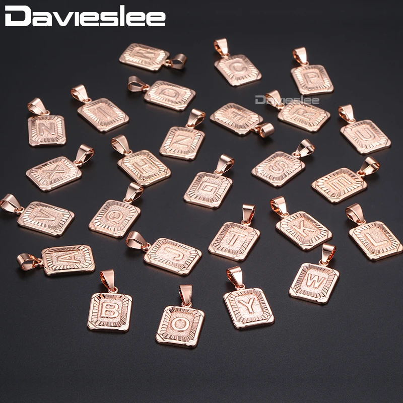 Initial Letter Pendant for Men Women Gold Color A J Z Letter Pendant Necklace Davieslee Fashion Jewelry DGPM05