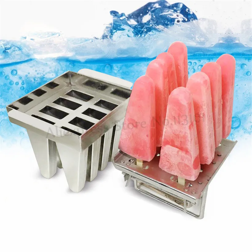 Ice Cream Tool Ice Pop Mould 8pcs/tray Popsicle Molds Great Summer Ice-lolly Moulds Retro Style Durable Full Stainless Steel