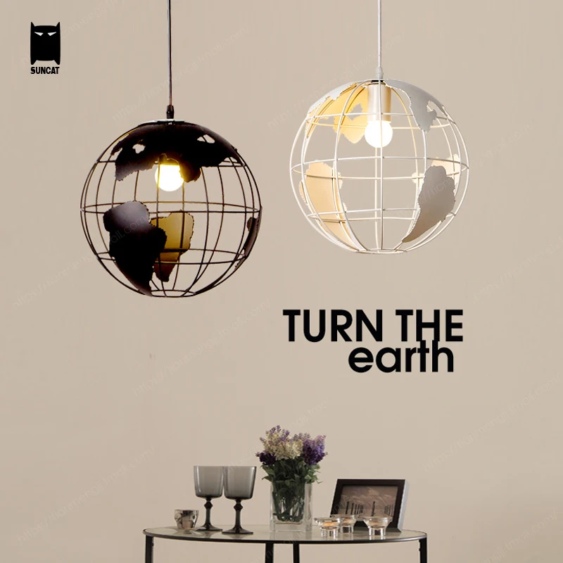 

White Black Iron Earth Pendant Light Fixture Modern Nordic Simple Creative Hanging Lamp Luminaria Dining Table Room Bar Balcony