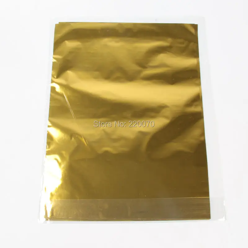 Kostenlose CP ca. 50 Stück 20x29cm A4 Gold Heißprägefolie Papierlaminiergerät Laminier-Transferfolie Laserdrucker Visitenkarten – Detail 1