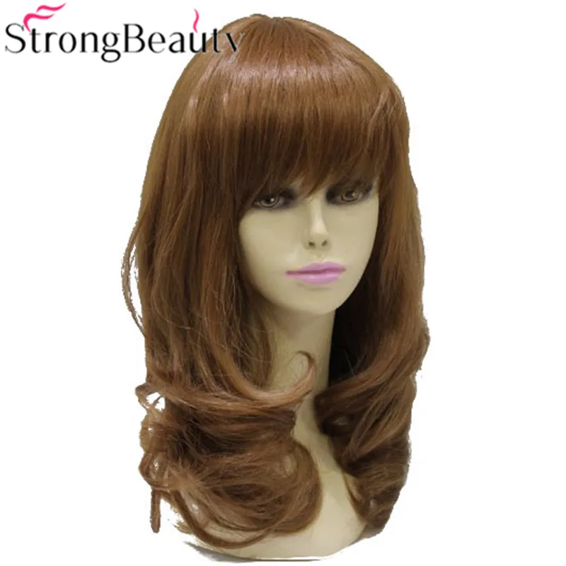 StrongBeauty Synthetic Curly Long Medium Auburn Wigs Heat Ok Women Wig Natural Hair