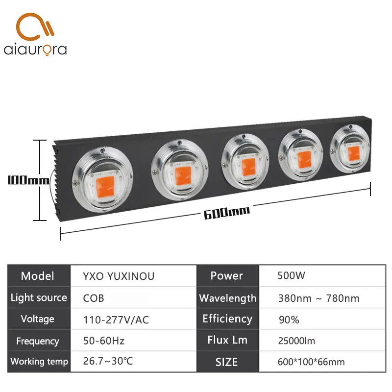 مصباح التنمية Led COB, LED طيف كامل 100W 200W 300W 400W، مصباح تنمو للخضروات والزهرة، ضوء نباتات الدفيئة المائية الداخلية