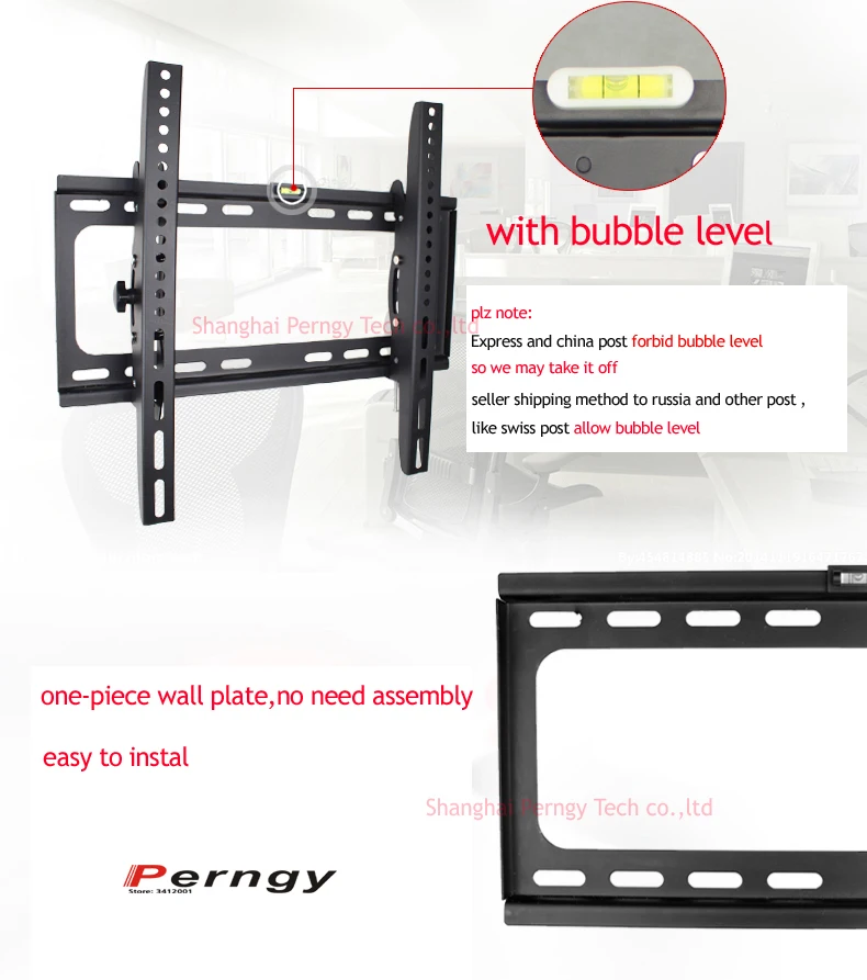 PTB-6044T 23 "30" 40 "55" montaggio a parete tv staffa 50 "in metallo 60kg vesa 400x400 Pannello LCD TV Montaggio A Parete tilt up down 15 build-in bolla