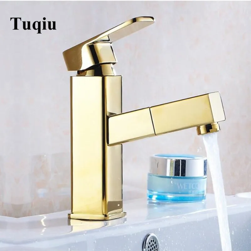 

Pull Out Bathroom Tap Mixer Gold Bathroom Faucet Sink Chrome Pull Out Washroom Faucet Brass Torneira Banheiro