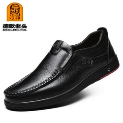 2025 Newly Men's Genuine Leather Shoes Size 38-46 Head Leather Soft Anti-slip Driving Shoes Man Spring Leather Shoes