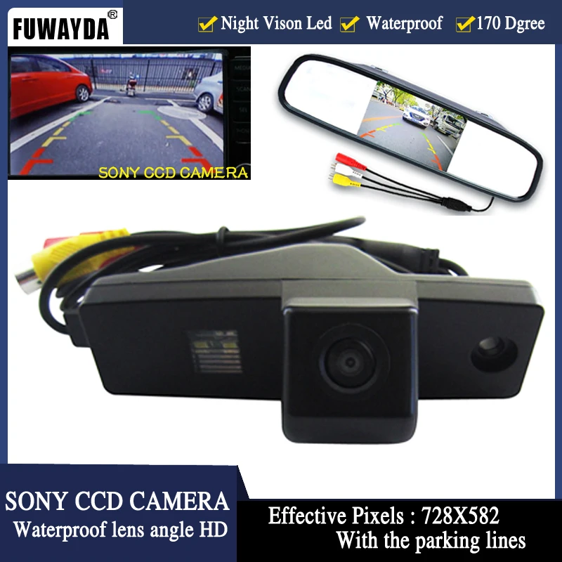 FUWAYDA 4.3inch LCD Car Monitor+CCD HD Night Vision Car Auto Assistance Reverse Camera for Toyota Highlander Kluger Lexus RX300