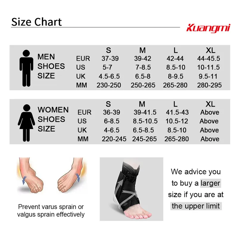 Kuangmi Ankle Support Brace Sports Foot Stabilizer Orthosis Adjustable Ankle Straps Pad Breathable Football Ankle Sock Protector