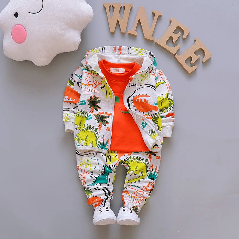 

Autumn Winter Outfits Baby Girls Clothes Sets Cute Infant Sport Suits Hooded Zipper Jacket T Shirt Pants 3pcs Boys Kids Clothing