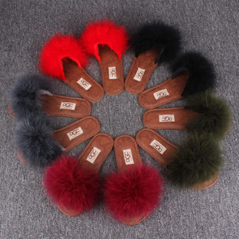 Clearance Sale Summer Autumn Women Home Plush Slippers With Fur Ladies Floor Bedroom Flip Flops zapatos de mujer Flat Shoes