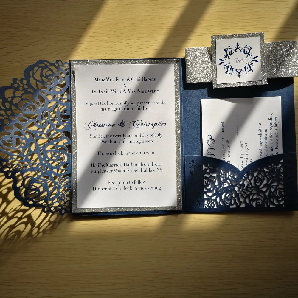 

30pcs laser cut Navy pocket card set free shipping Custom design and printing