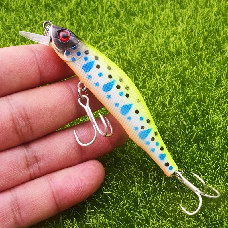 1 pieza, señuelo de pesca minnow, 9 cm, 9 g, hundimiento suspendido wobbler, tackle, señuelo artificial de plástico con 6 # anzuelos triples para la lubina y el lucio - imagen 5