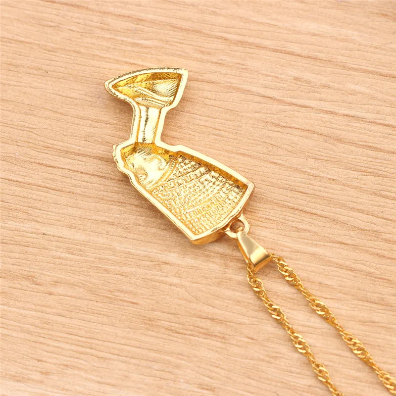Egyptian Queen Nefertiti Pendant Necklaces for Women Men Jewelry Gold Silver Color Hip Hop Jewellery African Kolye