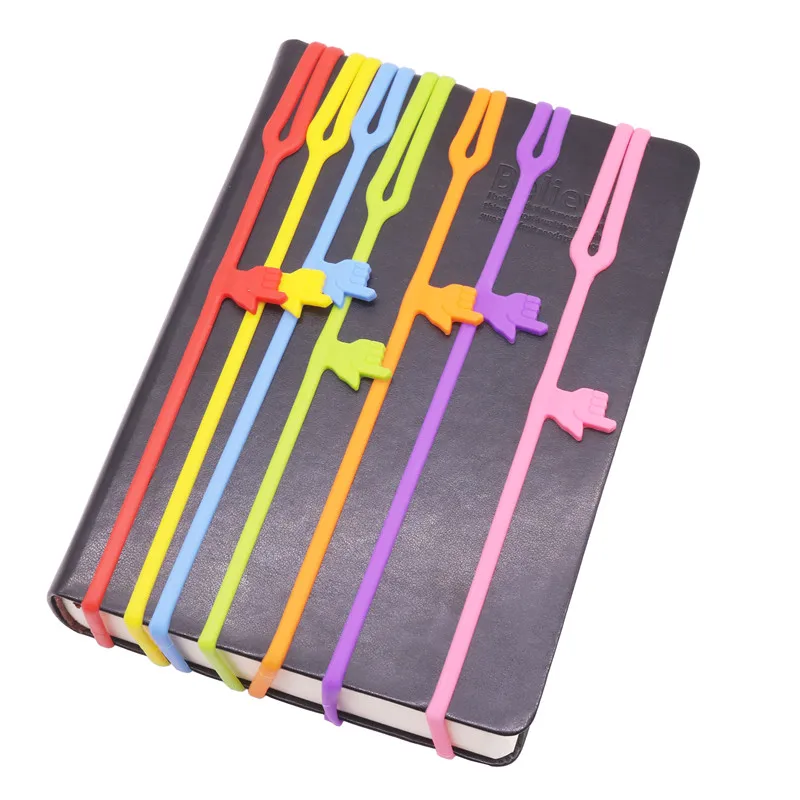 10 Pcs Flexible bookmark Learning Stationery Unique Creative Silicone Finger Pointing Bookmark Elasticity Book Mark