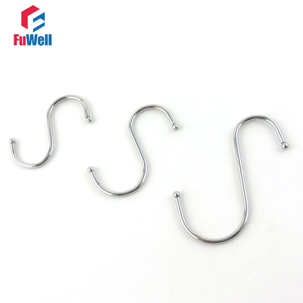 10pcs/lot S Shaped Hooks Hanger Kitchen Cabinet Storage Holders for Clothes Pot Pan Kitchen Hooks Holder