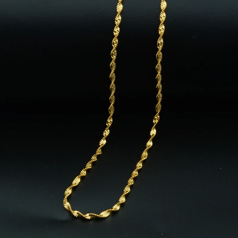 1pcs Mens Women Smart Jewelry Pendant Chains Yellow Gold Color Necklace Chains 45cm 60cm