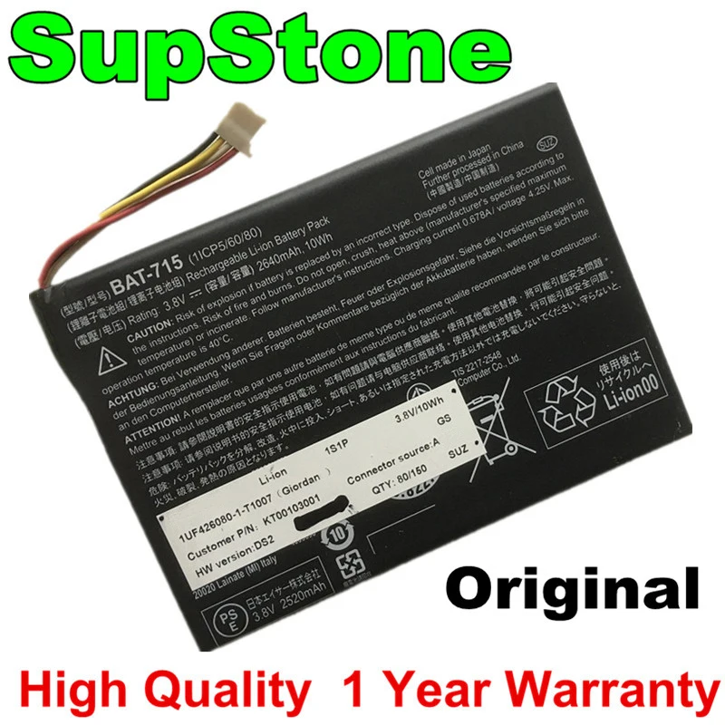 

SupStone NEW Genuine BAT-715 Tablet Battery for Acer BAT-715 1ICP5/60/80 Iconia Tab B1 B1-A71 B1-710 Series battery