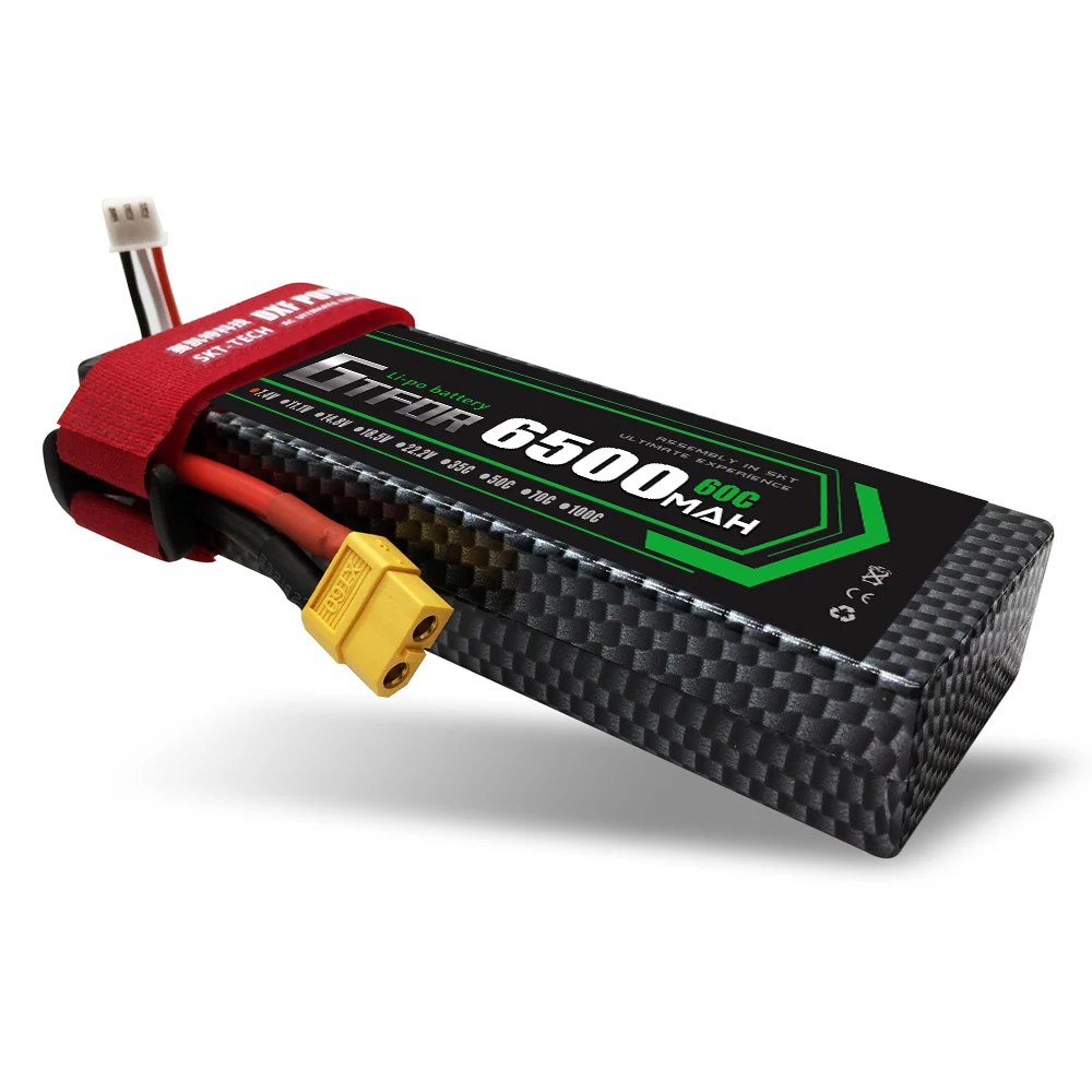 

GTFDR RC battery Lipo 7.4V 6500mah 60C Max 120C 2S1P RC Lipo Battery hard case for RC 1/10 TRX Stampede Car Truck