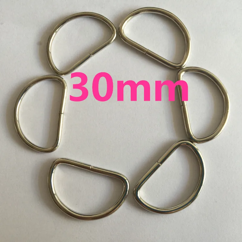 20pcs 30mm Silver Metal D Rings Buckle Hook Loop Strap garment clothes DIY Needlework Luggage Sewing DIY Accessories