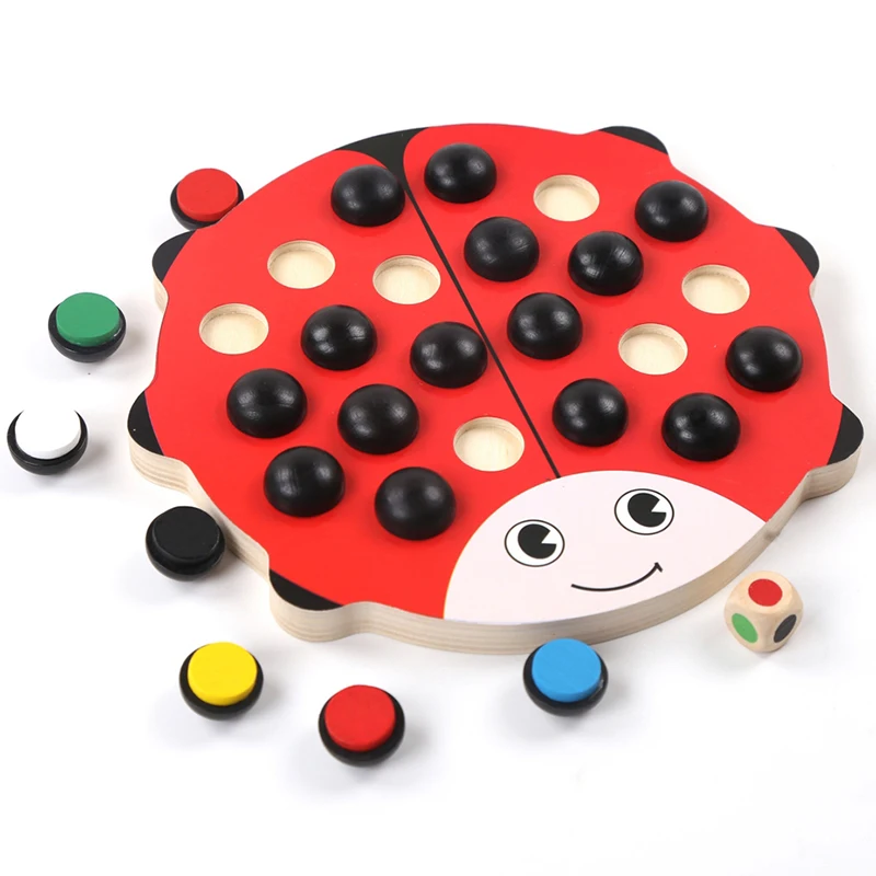 Children's wooden toys baby educational toys cartoon beetle color cognitive game wooden 3D early education puzzle children's toy