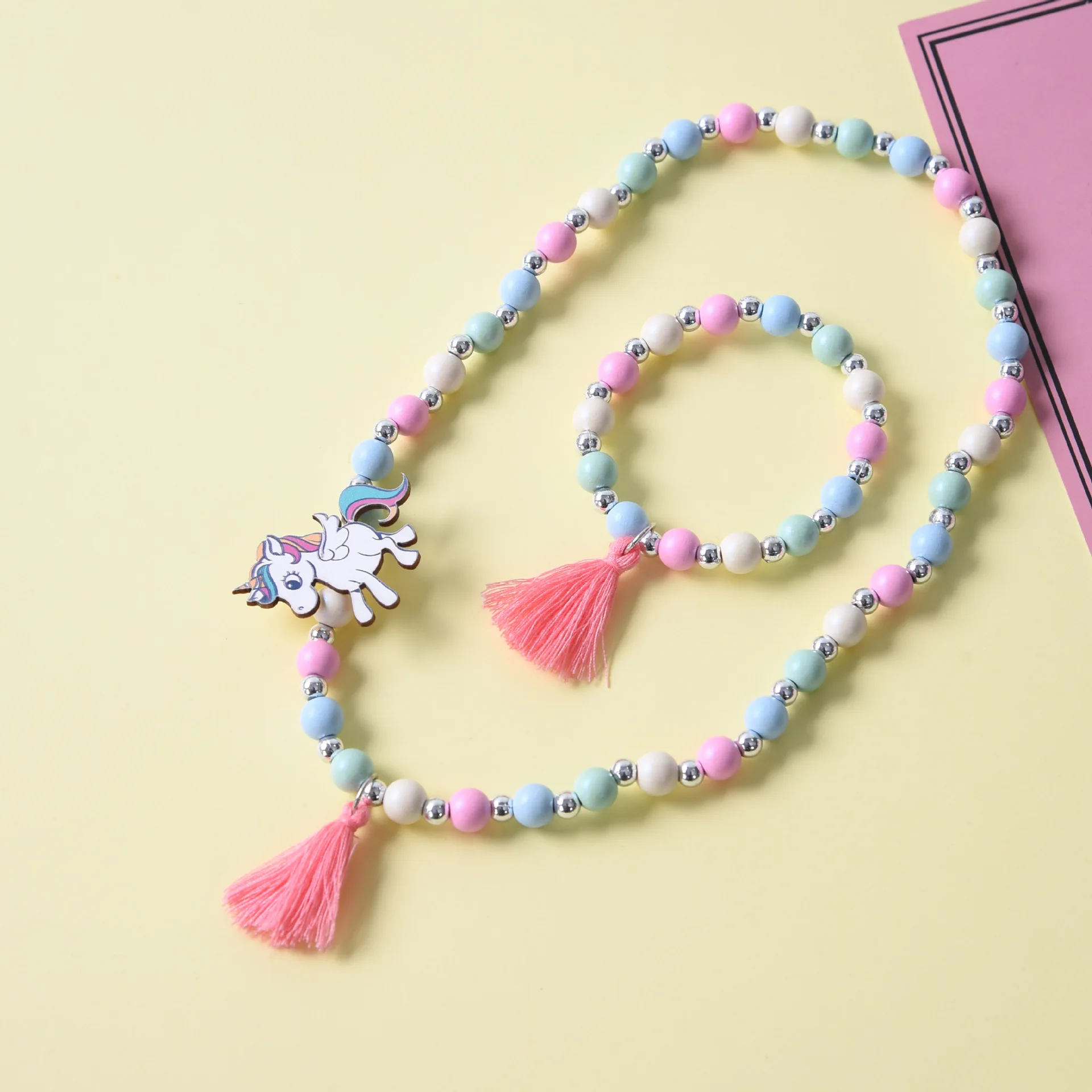 Cute Unicorn Cartoon Flower Children\'s sweater necklace bracelet for children gift  cp2649