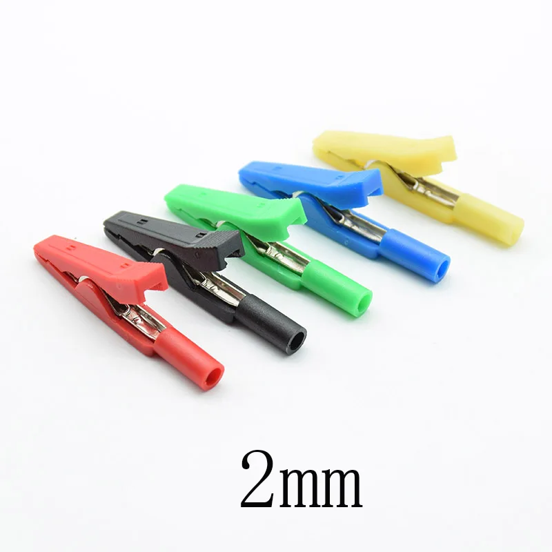 2mm Brass 5 Colors Insulated Mini Test Alligator Clip With 2mm female Banana Jack red black green blue yellow