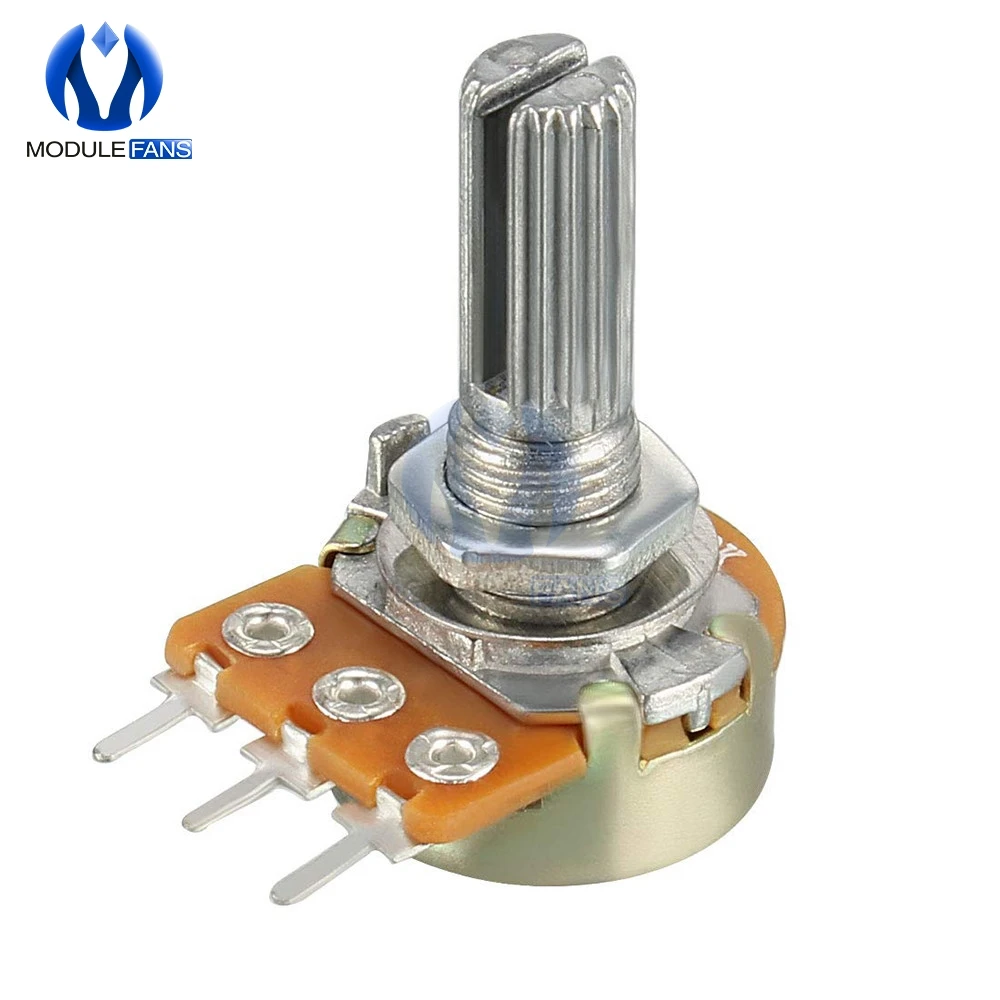 5 peças wh148 resistor linear cônico potenciômetro rotativo botão 1k 2k 5k 10k 20k 50k 100k 250k 500k 1m ohm para arduino