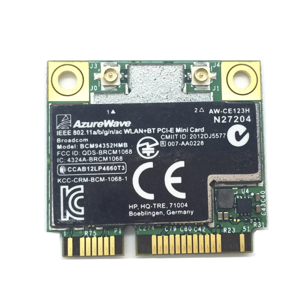 

do HP Broadcom BCM94352HMB 4352 AW-CE123H WiFi + obsługuje kartę Bluetooth BT 4.0 867 Mb/s 802.11ac SPS 724935 -001