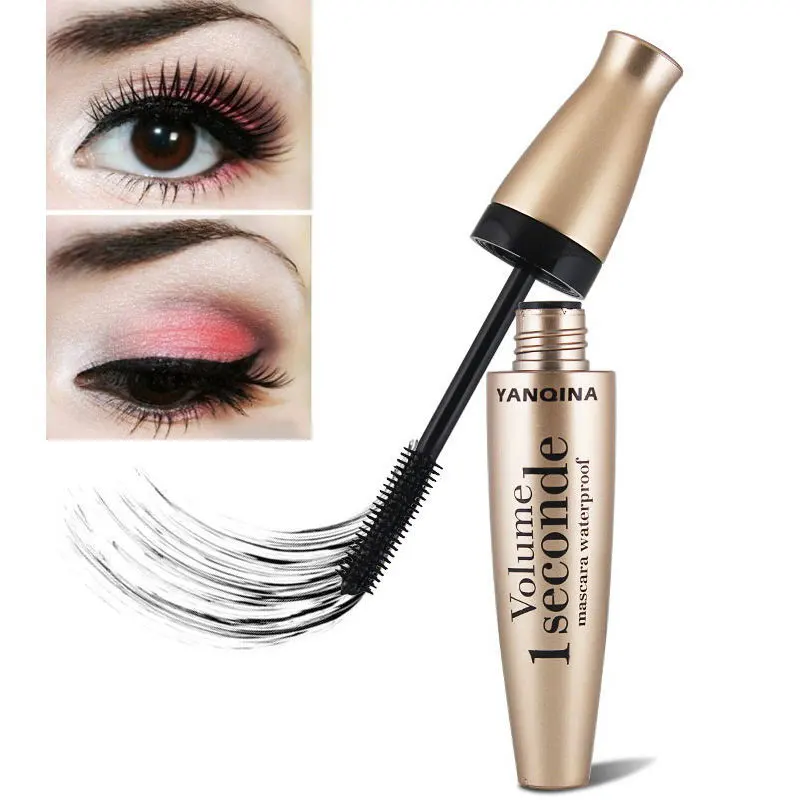 Yanqina Black Eye Mascara lange Wimpern Silikon bürste dicke geschwungene Verlängerung Mascara wasserdichte Augen Make-up Werkzeuge 10ml