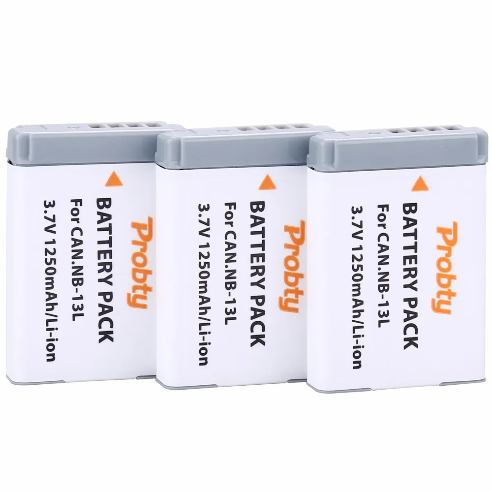 

Probty 3pcs NB-13L NB13L NB 13L Rechargeable Battery For Canon PowerShot G5X G7X G7X Mark II G9X SX620 HS SX720 HS Camera