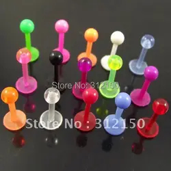 10pcs 1.2x8x3mm 16G Soft Flexible ball Lip Ring puer Color Lip Rings Nail,Ball Spike labret Body Piercing Jewelry