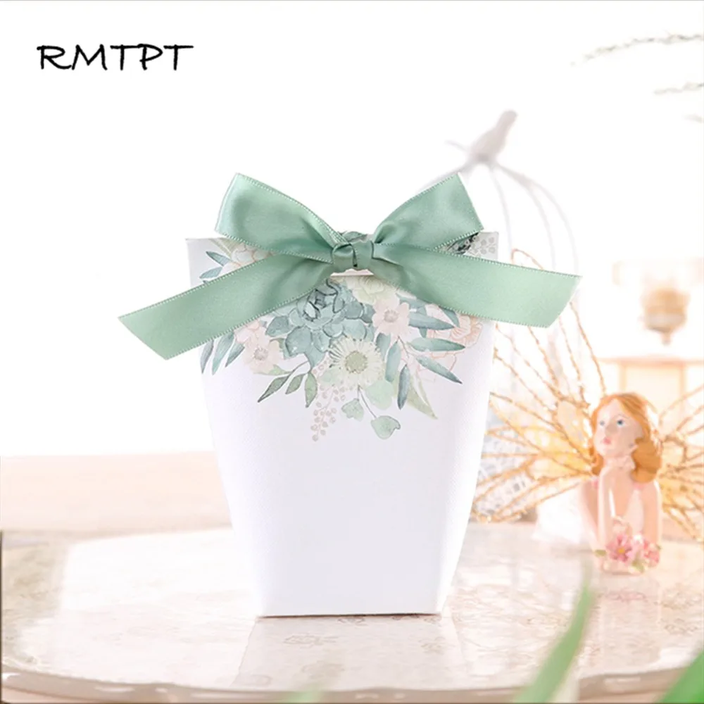 RMTPT 50pcs/lot DIY Customized Wedding Favors Upscale Gift Boxes Paper Baby Shower Favor Boxes pink flowers Candy Box