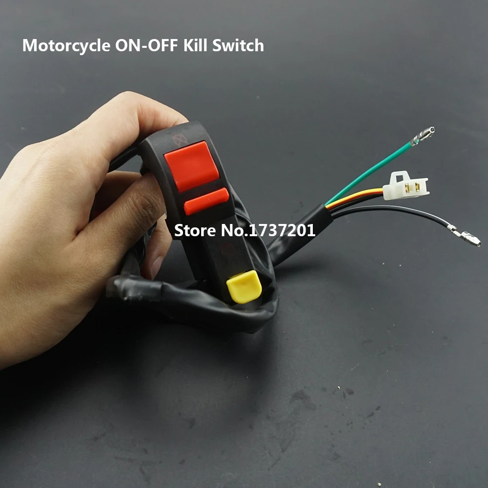 Off-road Motorcycle Electric Starter Handlebar Start & Stop ATV Quad Kill Switch Button 4 Wire Connection Dirt Pit Motor Bike