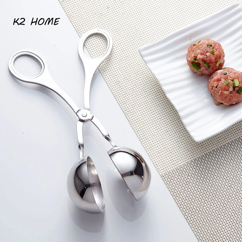 K2 HOME Stainless Steel Meat Baller Tongs Cake Pop Meatball Maker Ice Tongs Cookie Dough Scoop Sphere Mold Ball Kitchen Tools