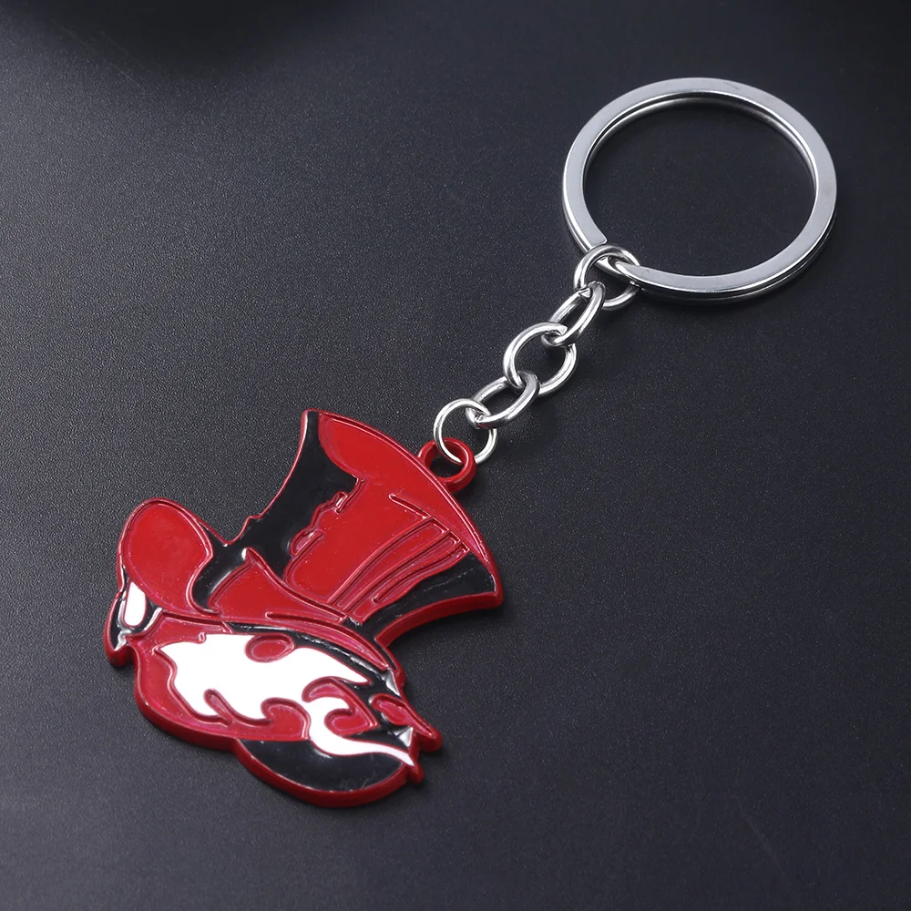 Japanese Game Persona 5 P5 Keychain Take Your Heart Logo Red Hat Key Chain for Women Men Car Keyring Choker Souvenir Gift