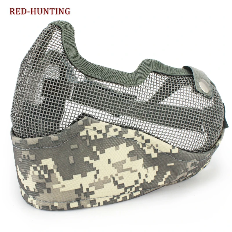 US Army ACU Multicam Tactics Half face metal net mesh protect mask airsoft hunting Military