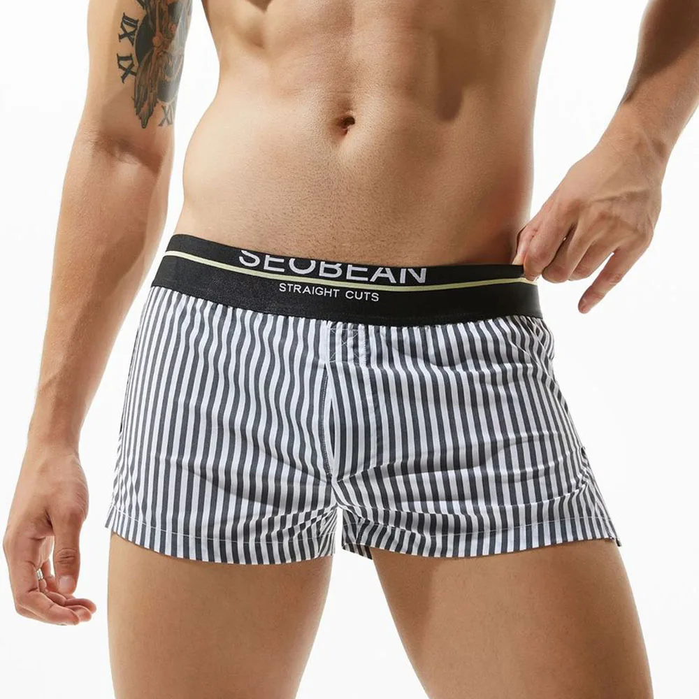 Yehan Men\'s Underwear Striped Plus Size Boxer Women Homme 100% Cotton Calzoncillos Boxer Hombre Loose Arrow Pants Men Underpants