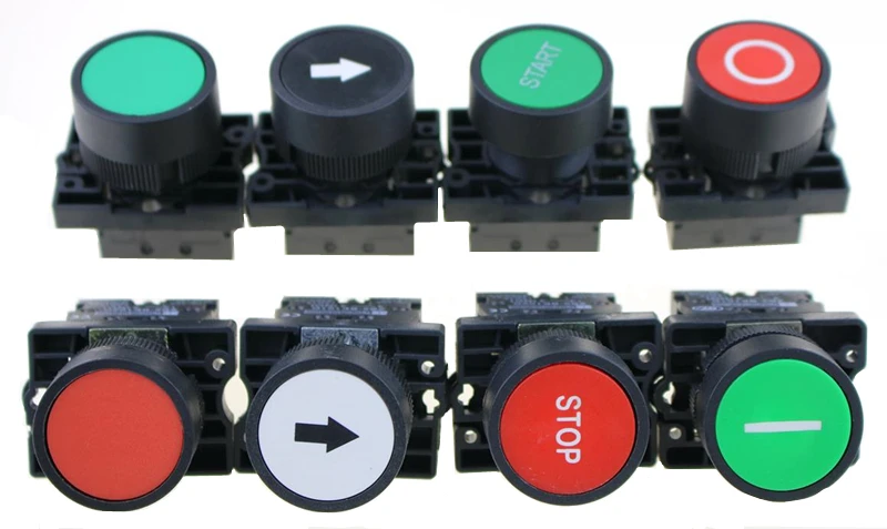 Self reset button switch 22mm start stop button with the arrow symbol XB2 flat touch switch button