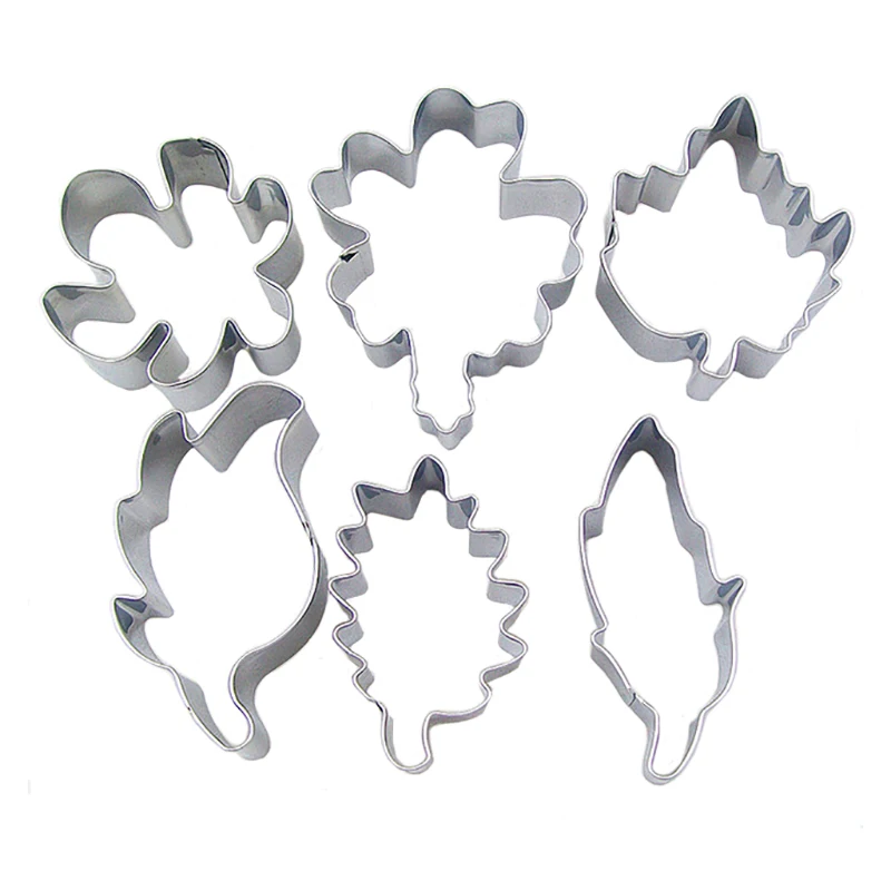 

6pcs Leaves Cookie Cutter Set Stainless Steel Maple Leaf Cookie Molds Cake Fondant Decorating Tools