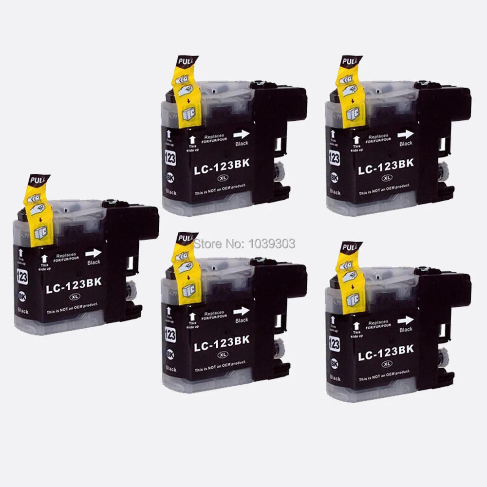 

5PK High-Yield Ink Cartridge Compatible for Brothe LC121 LC 123 LC123 For Brother DCP-J552DW/DCP-J752DW/MFC-J470DW/MFC-J650DW