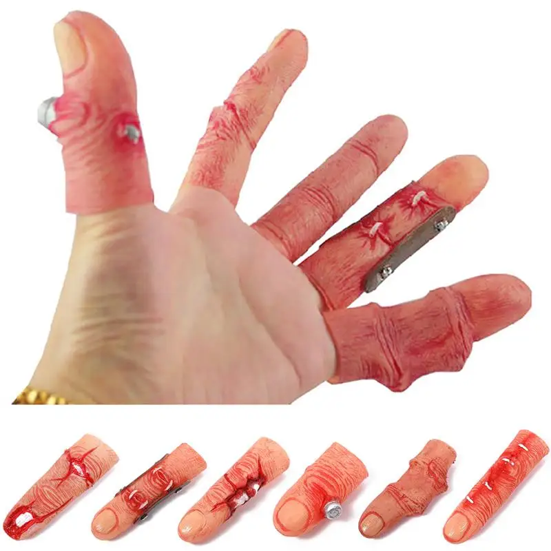 Halloween Horror Prop Scary Fake Broken Finger Bloody Fingers Costume Prop for Haunted House Halloween Party Decoration Supplies