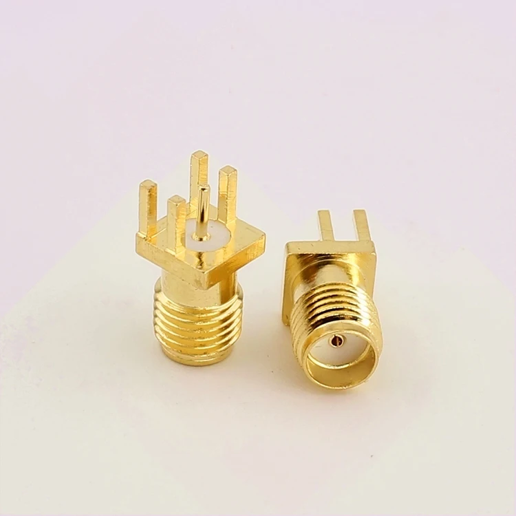 100PCS SMA Female Jack 1.6mm Spacing Edge Solder Adapter PCB Straight Mount RF Connector Gold Plated