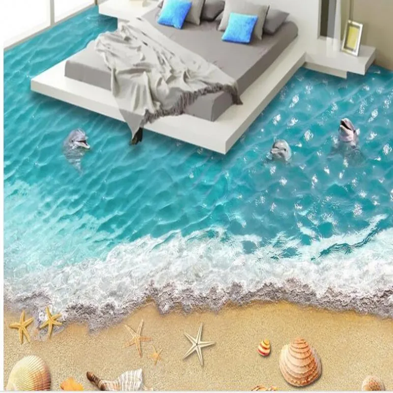 

wellyu Custom dolphins playing water pvc thick layer of water-resistant ultra-environmentally friendly wallpaper paste