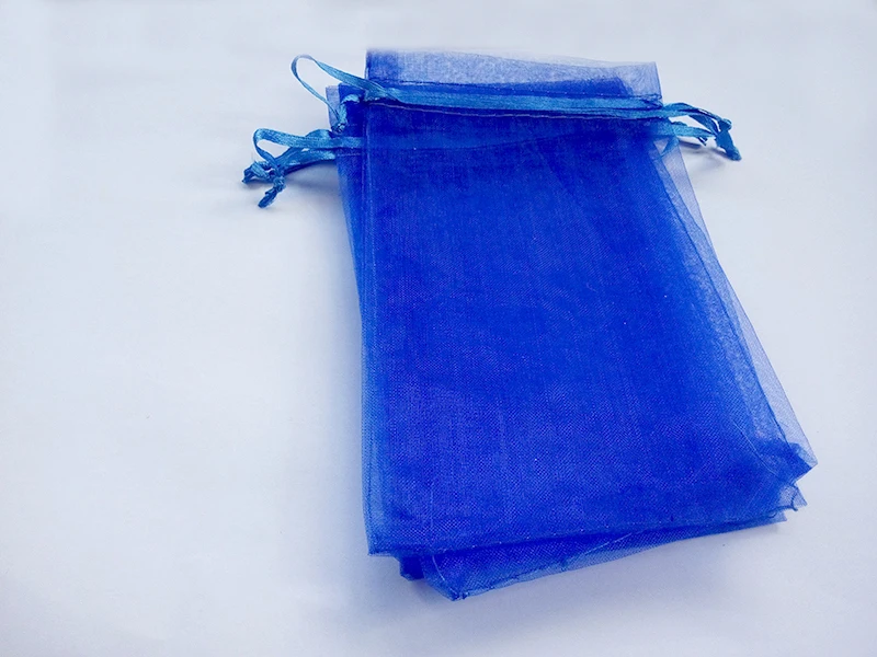 

200pcs 15*20 Blue gift bags for jewelry/wedding/christmas/birthday Organza Bags with handles Packaging Yarn bag