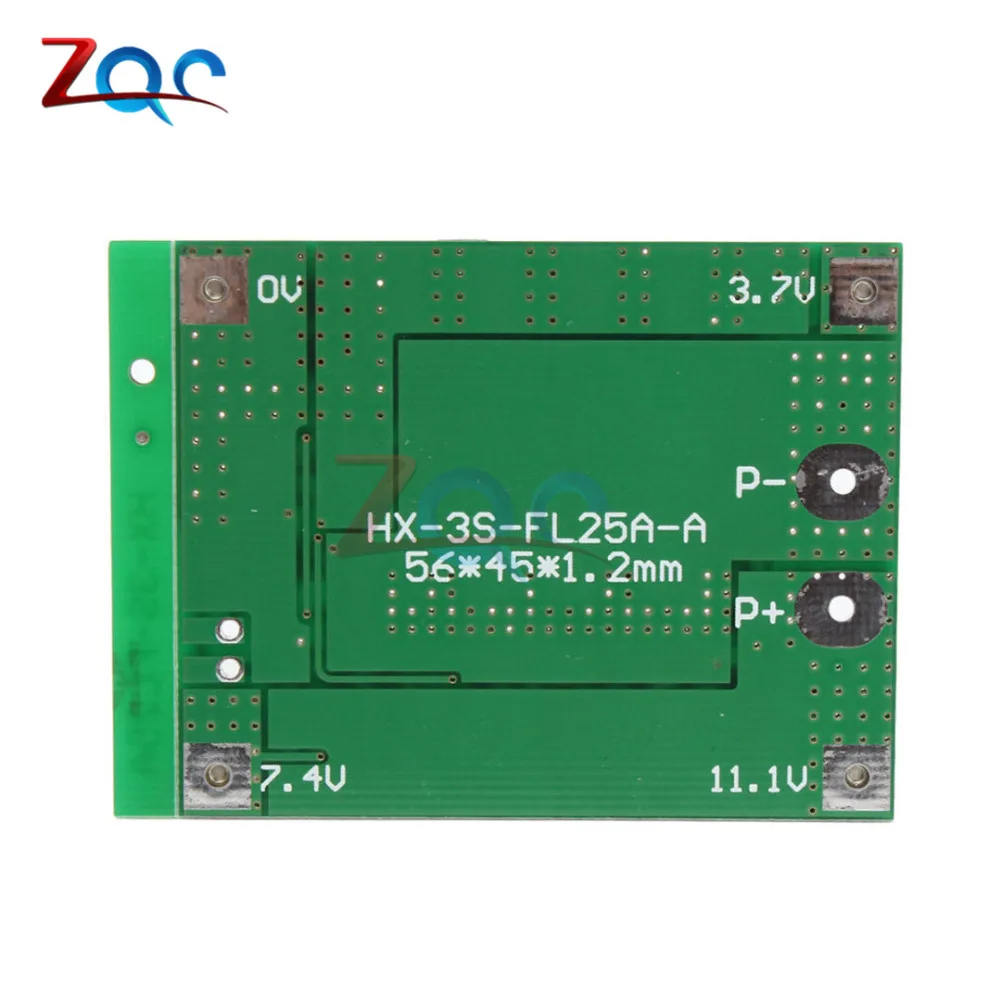 3S 25A Li-ion 18650 BMS PCM Battery Protection Board BMS PCM with Balance for Li-ion Lipo Battery Cell Pack Module 12V