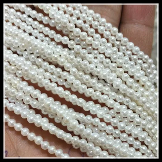 1 String Natural Shell Beads Mother Of Pearl Round Ball Spacer Beads 2MM 3MM 4MM 6MM 8MM 10MM Pearl Strings Beads Bracelets