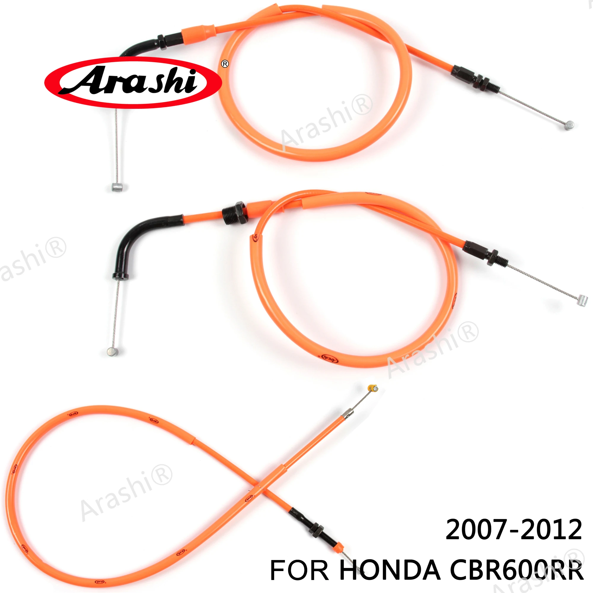 Arashi Motorcycle Accessories Throttle & Clutch Cables Stainless Lines for HONDA CBR600RR 2007 2008 2009 - 2012 CBR 600 RR 1 Set