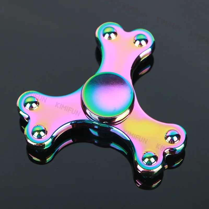 

606 bearing Multicolor Bone Tri Hand Spinner Toy Zinc Alloy ADHD Austim Hand Toy Fidget Spinner Adult Gift kimifun