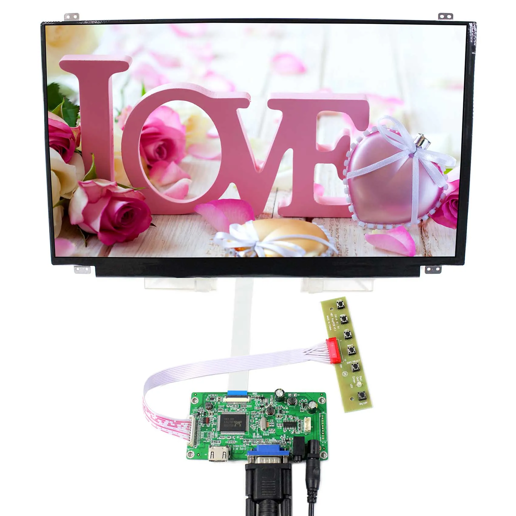 

HD MI VGA LCD controller board with 15.6inch 1920x1080 IPS lcd screen B156HAN01.2 30pin EDP cable