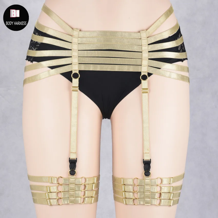 BODY HARNESS Women Sexy Punk Goth Harajuku Style Gothic High Waist Garter Belt Handmade Harness Leg Garter