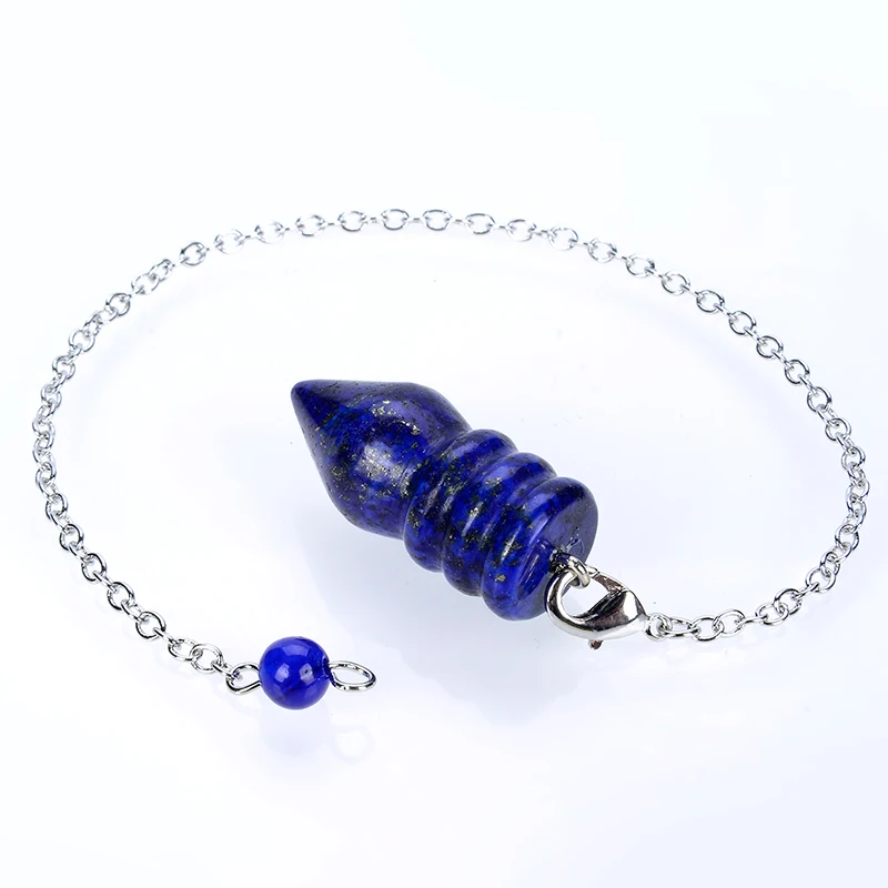 Reiki Chakra Healing Crystal Pendule Natural Stone Pendulum for Wicca Radiesthesia Dowsing Lapis Lazuli Pendant Pendulum Jewelry